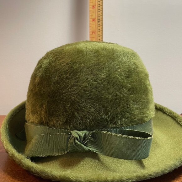 Gorgeous Vintage Norman Durand Olive Green Hat with Original Hat Box - Picture 7 of 7